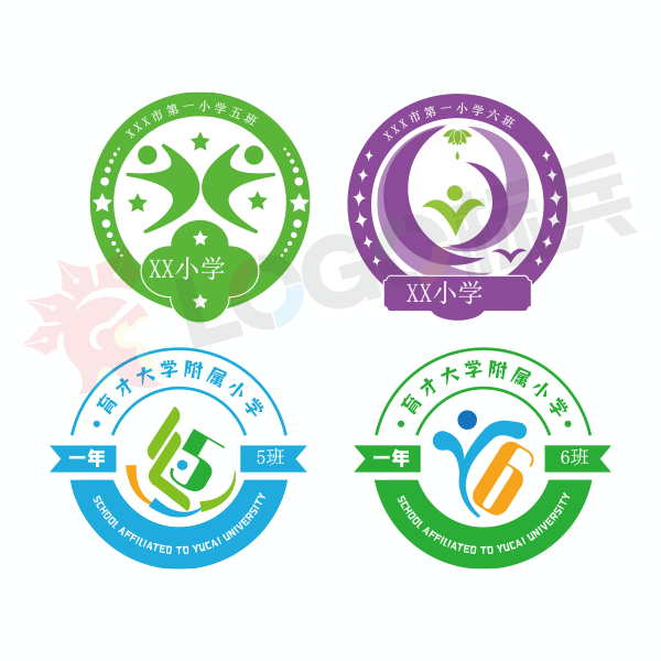 中小学校徽班徽多款LOGO原创制作 【AI源文件】【LOGO模版】 - LOGO标兵-专业设计平台-海量素材资源-LOGO标兵-专业设计平台-海量素材资源
