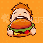 吃汉堡娃娃卡通头像类图标LOGO 【AI,PSD源文件】【LOGO模版素材】-LOGO标兵-专业设计平台-海量素材资源