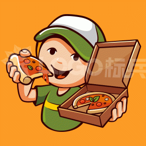 吃披萨娃娃卡通头像类图标LOGO 【AI,PSD源文件】【LOGO模版素材】-LOGO标兵-专业设计平台