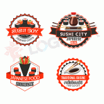 寿司品牌徽标图标四套LOGO 【AI,PSD源文件】-LOGO标兵-专业设计平台-海量素材资源