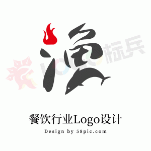 鱼艺术字餐饮品牌图标LOGO 【AI,PSD源文件】【LOGO模版素材】-LOGO标兵-专业设计平台
