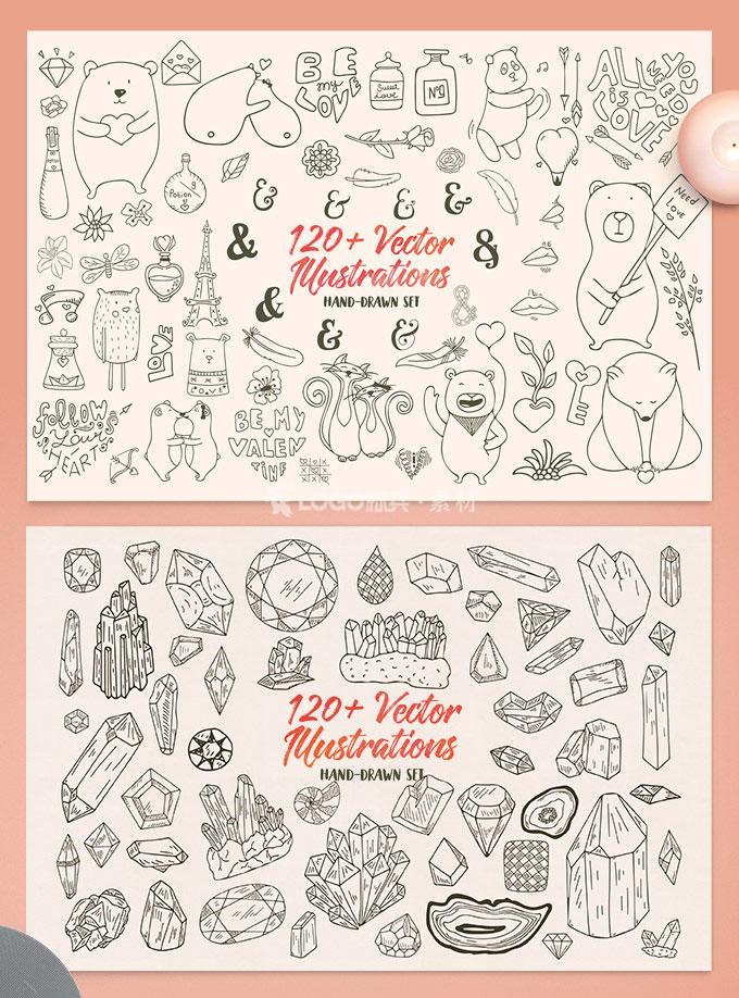 韩国简笔插画矢量素材,AI源文件-LOGO标兵-专业设计平台-海量素材资源