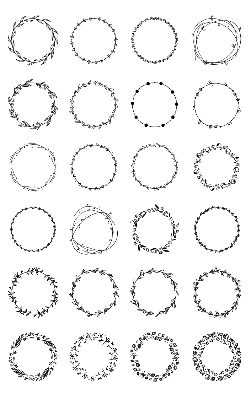 24款可爱的手绘矢量花环,AI源文件-LOGO标兵-专业设计平台-海量素材资源