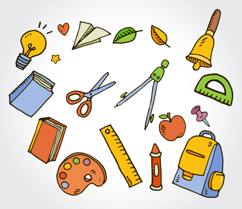 手绘文具矢量素材,AI源文件-LOGO标兵-专业设计平台-海量素材资源