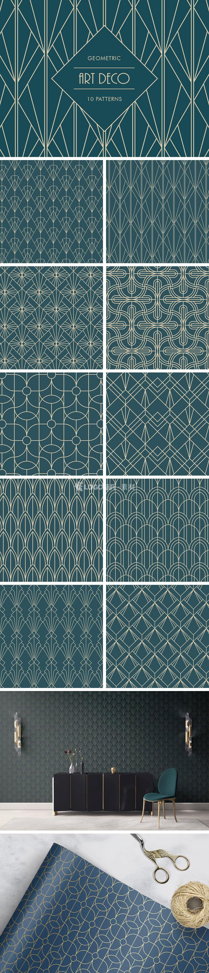 10款几何图案平铺背景,AI源文件-LOGO标兵-专业设计平台-海量素材资源