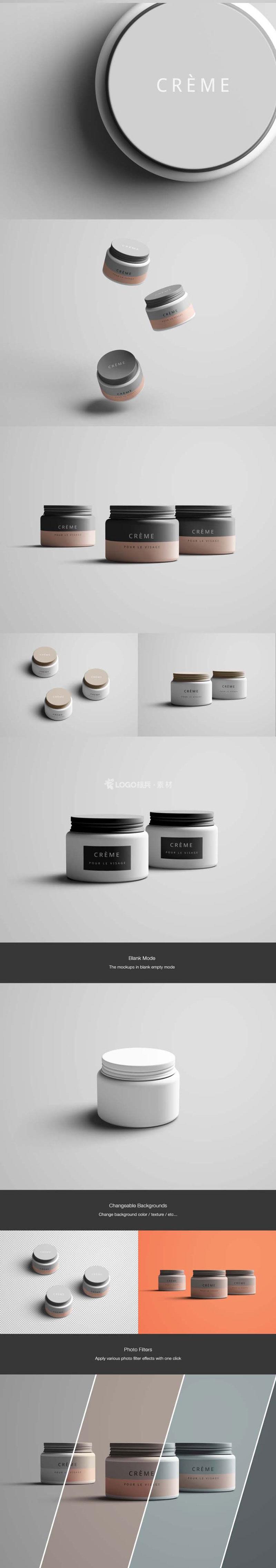 护肤霜品牌展示模板，PSD格式高质量套图 - LOGO标兵-专业设计平台-海量素材资源-LOGO标兵-专业设计平台-海量素材资源