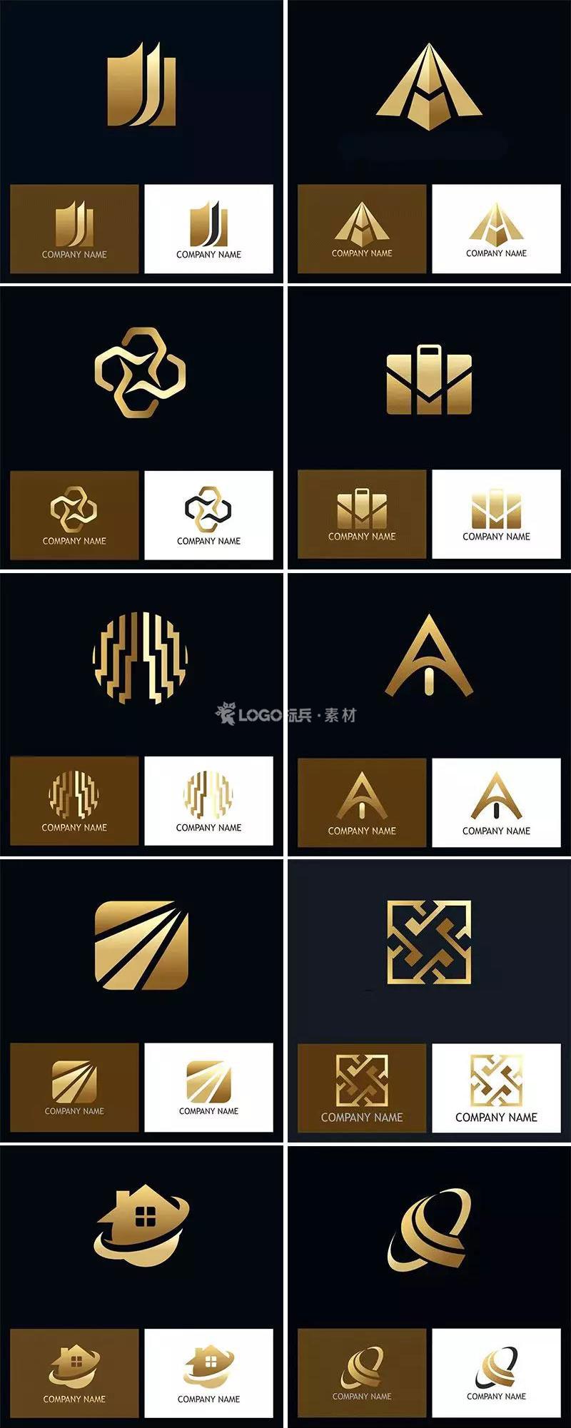 金色创意LOGO图形，53款AI源文件 - LOGO标兵-专业设计平台-海量素材资源-LOGO标兵-专业设计平台-海量素材资源