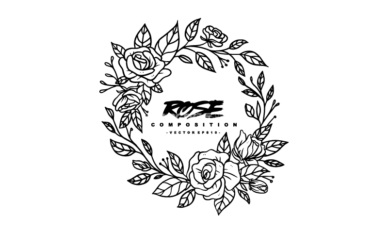 手绘玫瑰花环矢量插图,AI源文件-LOGO标兵-专业设计平台-海量素材资源