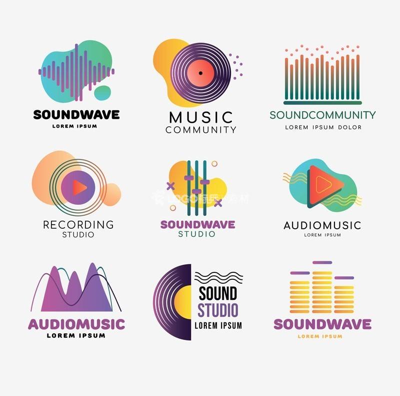 时尚音乐主题LOGO模板，9款AI源文件 - LOGO标兵-专业设计平台-海量素材资源-LOGO标兵-专业设计平台-海量素材资源