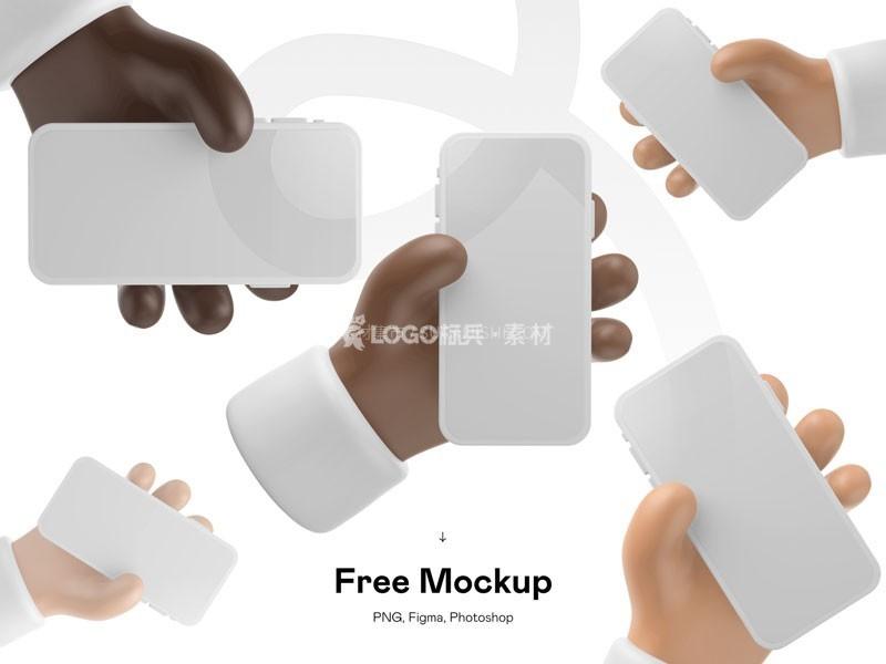 3D卡通手持手机模型，Figma PSD格式 - LOGO标兵-专业设计平台-海量素材资源-LOGO标兵-专业设计平台-海量素材资源