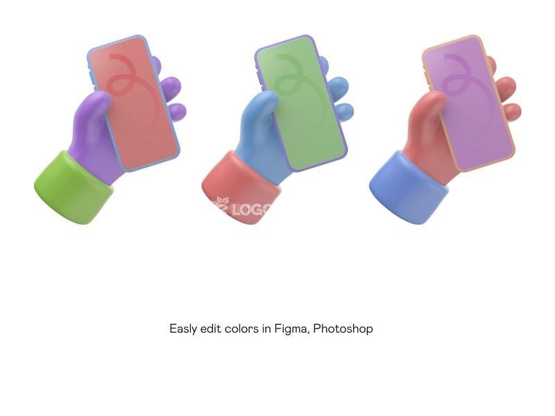 图片[2]-3D卡通手持手机模型，Figma PSD格式 - LOGO标兵-专业设计平台-海量素材资源-LOGO标兵-专业设计平台-海量素材资源