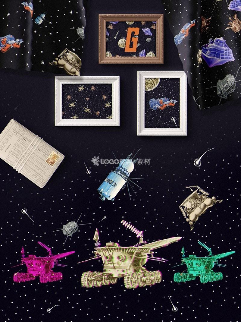 复古朋克风科幻太空主题图案，PAT格式 - LOGO标兵-专业设计平台-海量素材资源-LOGO标兵-专业设计平台-海量素材资源