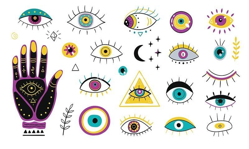 神秘的眼睛简笔插图，AI源文件 - LOGO标兵-专业设计平台-海量素材资源-LOGO标兵-专业设计平台-海量素材资源
