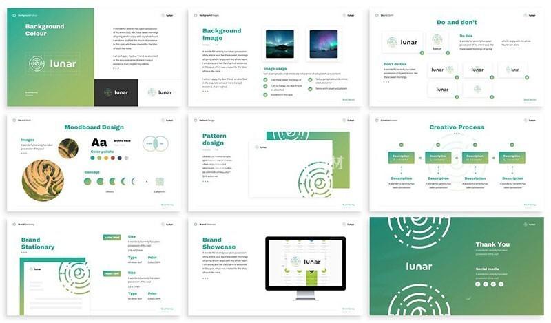 品牌分析合作动画PPT模板渐变绿黄系30P-LOGO标兵-专业设计平台-海量素材资源