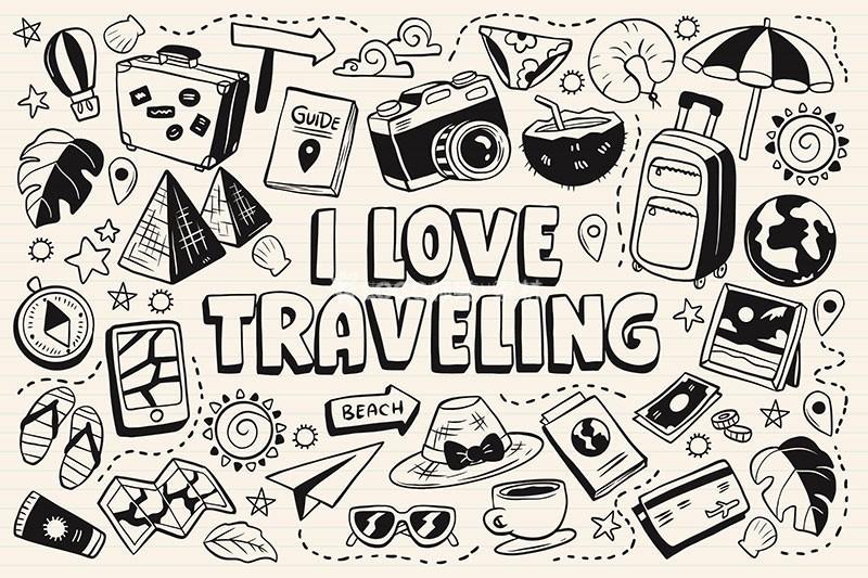 旅行手帐插图，AI源文件 - LOGO标兵-专业设计平台-海量素材资源-LOGO标兵-专业设计平台-海量素材资源