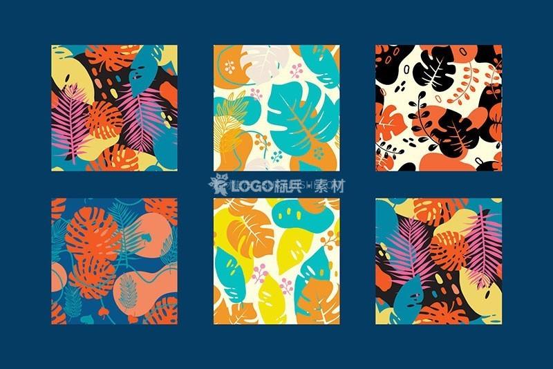 多彩热带植物AI矢量无缝背景图案 - LOGO标兵-专业设计平台-海量素材资源-LOGO标兵-专业设计平台-海量素材资源