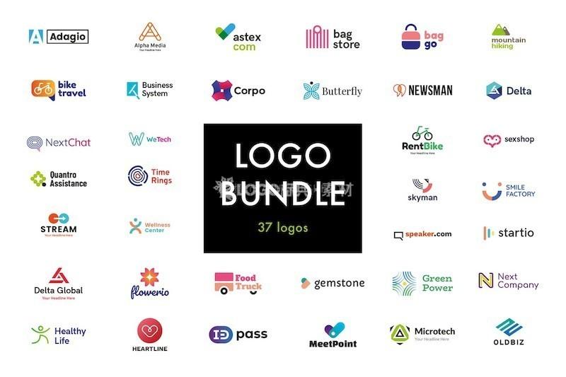 不同主题LOGO标志模板，37套AI源文件 - LOGO标兵-专业设计平台-海量素材资源-LOGO标兵-专业设计平台-海量素材资源