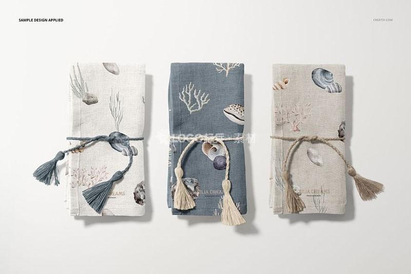 棉质亚麻布餐巾设计样机PSD稀缺高质量素材-LOGO标兵-专业设计平台