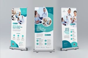 医疗体检易拉宝InDesign设计模板3款-LOGO标兵-专业设计平台-海量素材资源