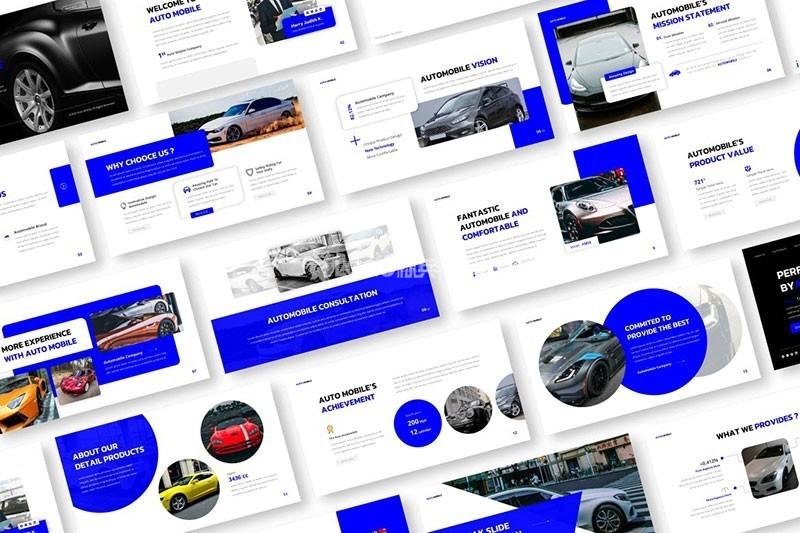 商务时尚汽车行业销售PPT模板30P蓝色系-LOGO标兵-专业设计平台-海量素材资源