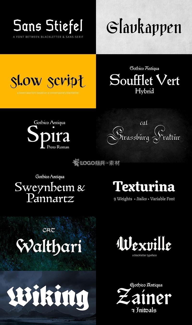 可商用哥特式英文字体70款【合集】-LOGO标兵-专业设计平台