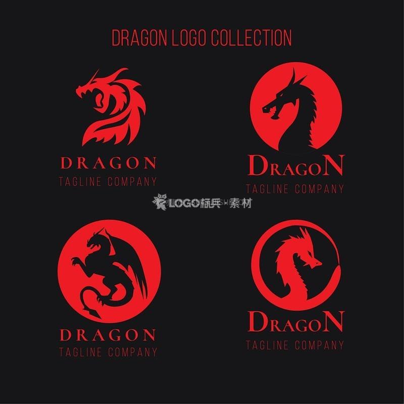 龙形LOGO标志矢量模板，36套AI源文件 - LOGO标兵-专业设计平台-海量素材资源-LOGO标兵-专业设计平台-海量素材资源