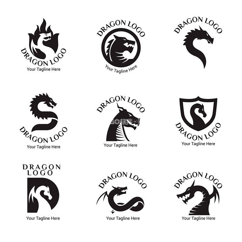 图片[2]-龙形LOGO标志矢量模板，36套AI源文件 - LOGO标兵-专业设计平台-海量素材资源-LOGO标兵-专业设计平台-海量素材资源