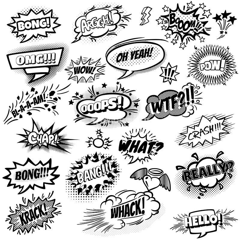 黑白漫画涂鸦气泡框AI矢量素材-LOGO标兵-专业设计平台-海量素材资源