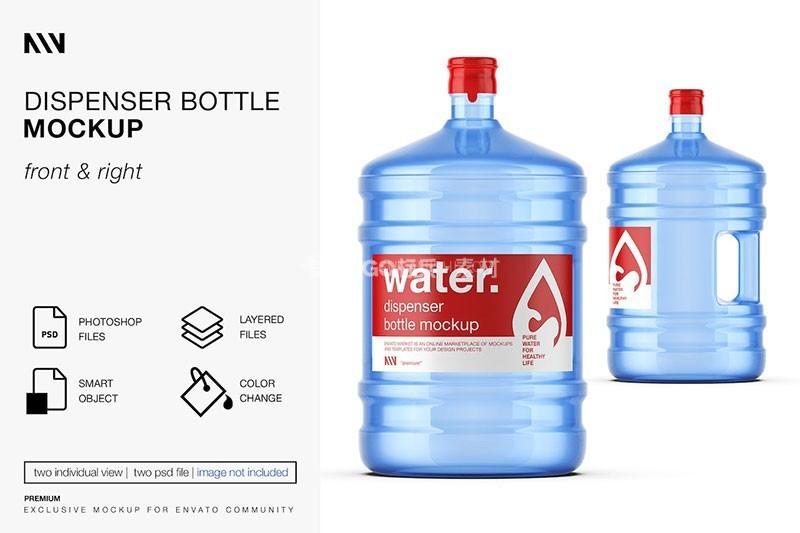 桶装水瓶包装标签设计展示样机PSD - LOGO标兵-专业设计平台-海量素材资源-LOGO标兵-专业设计平台-海量素材资源