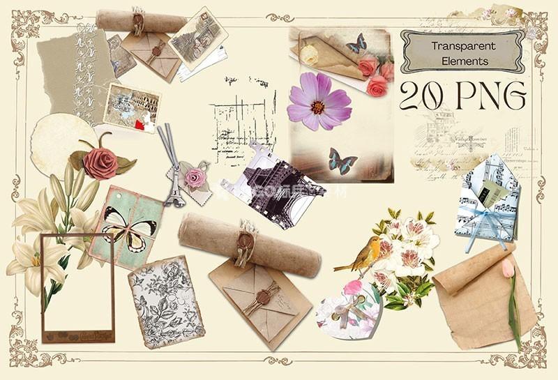 图片[7]-复古手工艺品拼贴手帐PNG免抠素材110款 - LOGO标兵-专业设计平台-海量素材资源-LOGO标兵-专业设计平台-海量素材资源