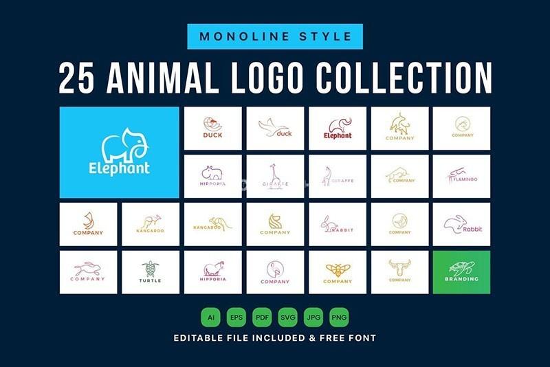 动物LOGO标志矢量模板，25套AI源文件 - LOGO标兵-专业设计平台-海量素材资源-LOGO标兵-专业设计平台-海量素材资源