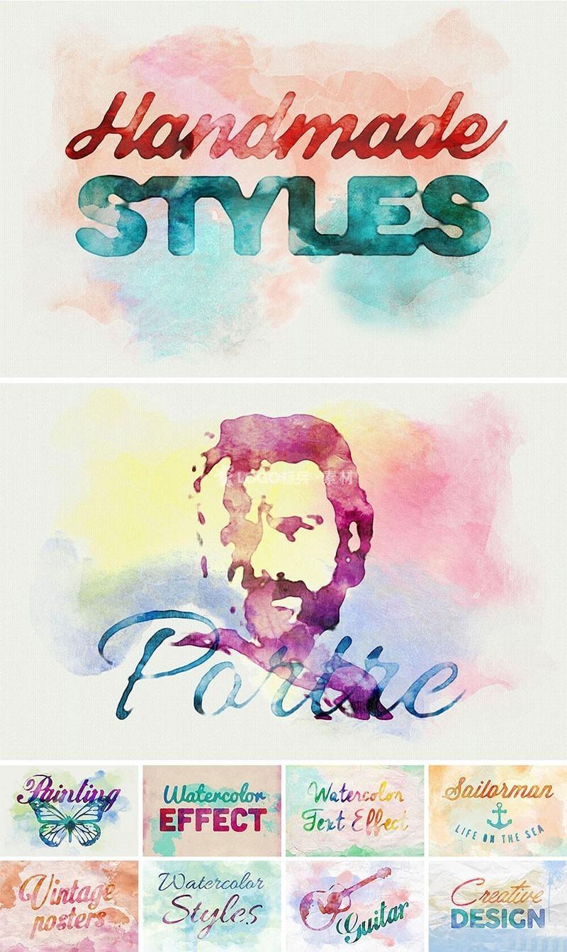 10种水彩文字效果PS图层样式-LOGO标兵-专业设计平台