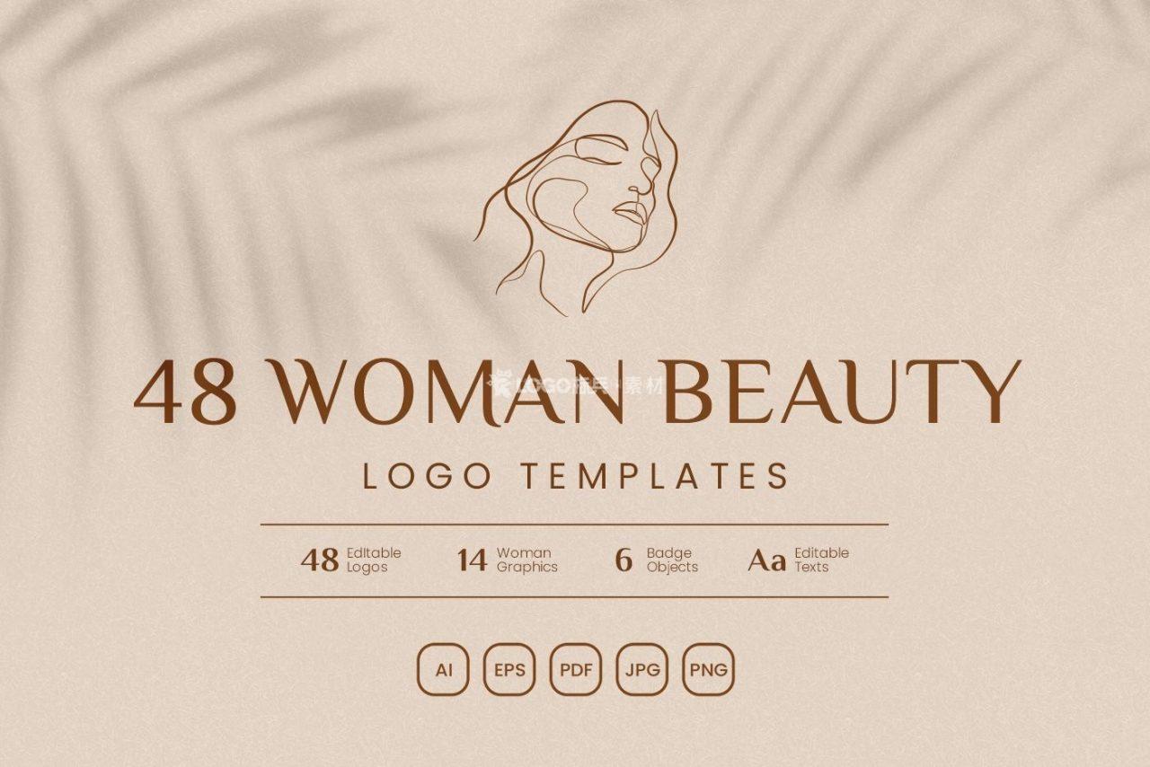 图片[7]-女性抽象线条LOGO设计模板，48个AI源文件 - LOGO标兵-专业设计平台-海量素材资源-LOGO标兵-专业设计平台-海量素材资源