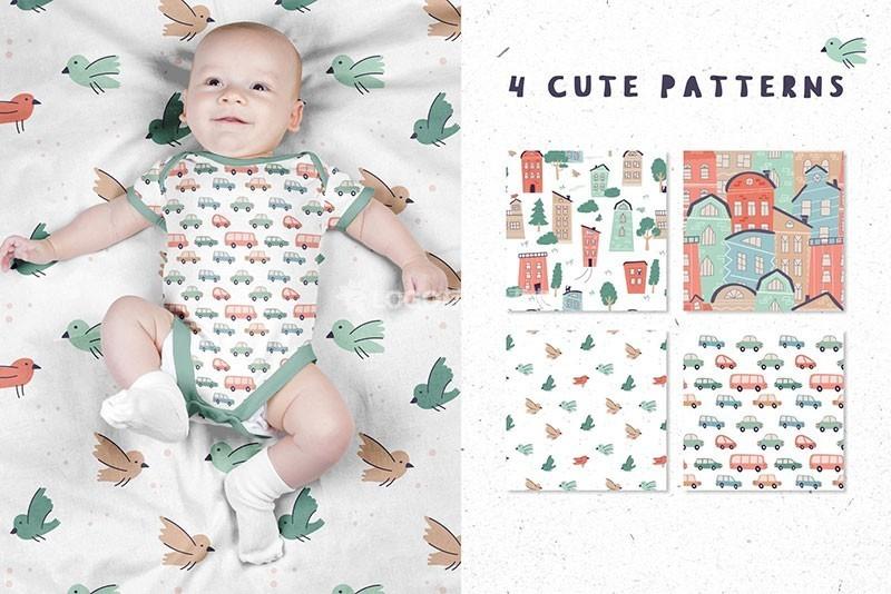 卡通房子主题拼接图案矢量设计素材130款-LOGO标兵-专业设计平台-海量素材资源