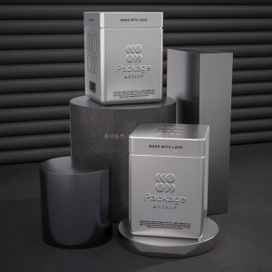 高端银色铁盒铁罐包装设计展示样机PSD29款-LOGO标兵-专业设计平台-海量素材资源