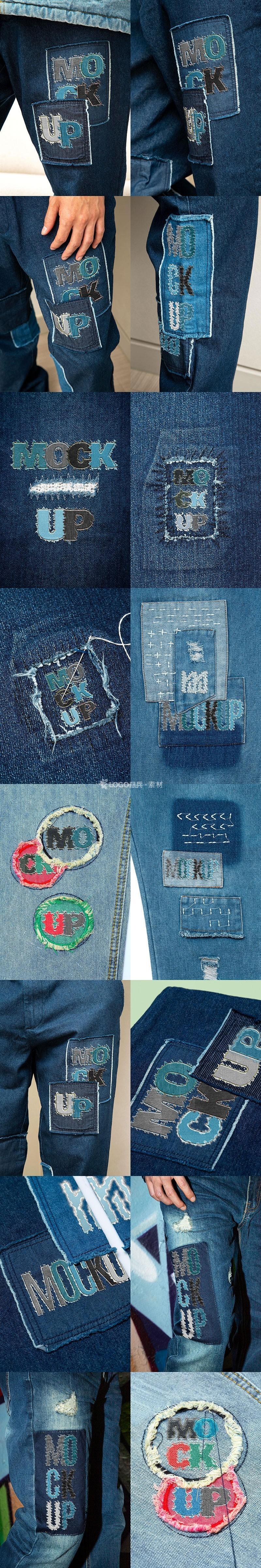牛仔布料刺绣补丁LOGO标志展示样机模板PSD30款-LOGO标兵-专业设计平台-海量素材资源