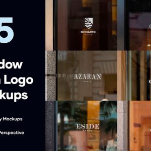玻璃橱窗标志LOGO标志展示样机模板PSD，25款【附视频教程】-LOGO标兵-专业设计平台-海量素材资源