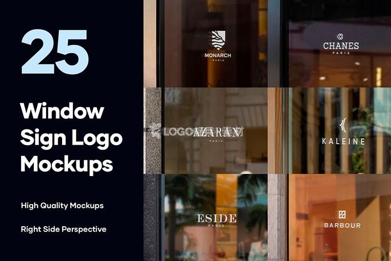 玻璃橱窗标志LOGO标志展示样机模板PSD，25款【附视频教程】 - LOGO标兵-专业设计平台-海量素材资源-LOGO标兵-专业设计平台-海量素材资源