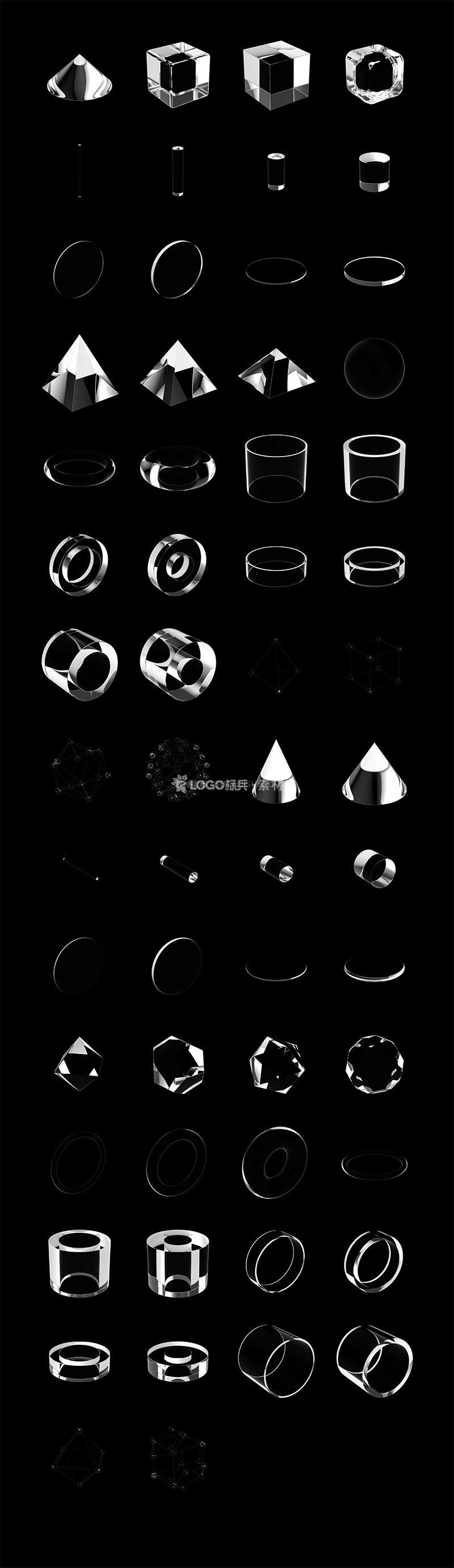 透明玻璃水晶质感3D几何体形状图片素材PNG200+ - LOGO标兵-专业设计平台-海量素材资源-LOGO标兵-专业设计平台-海量素材资源