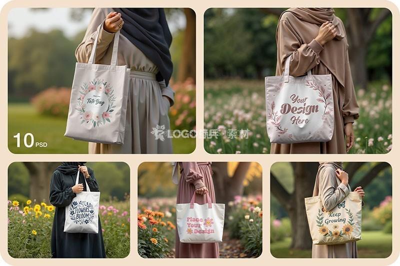 真实场景帆布手提袋样机PSD10套-LOGO标兵-专业设计平台-海量素材资源