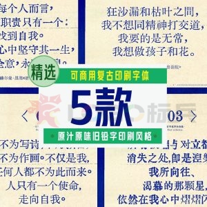 可商用复古印刷字体5款【合集】-LOGO标兵-专业设计平台
