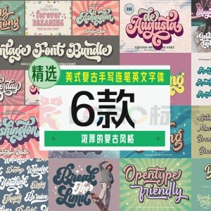 美式复古手写连笔英文字体6款【合集】-LOGO标兵-专业设计平台