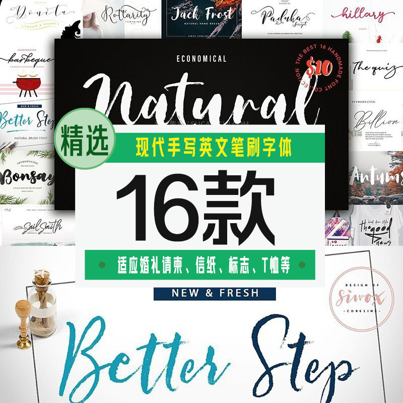 现代手写英文笔刷字体16款[合集] - LOGO标兵-专业设计平台-海量素材资源-LOGO标兵-专业设计平台-海量素材资源